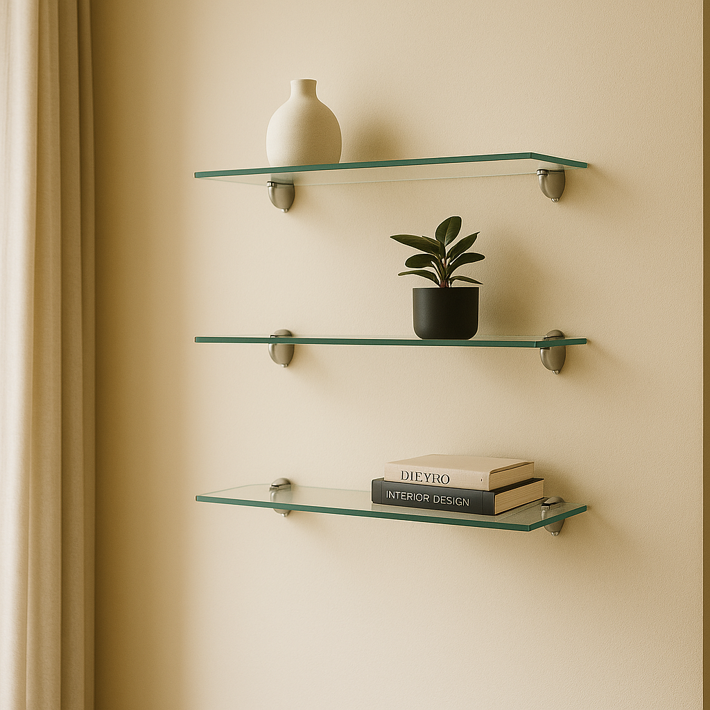 Set de 3 repisas de cristal templado tono Clear