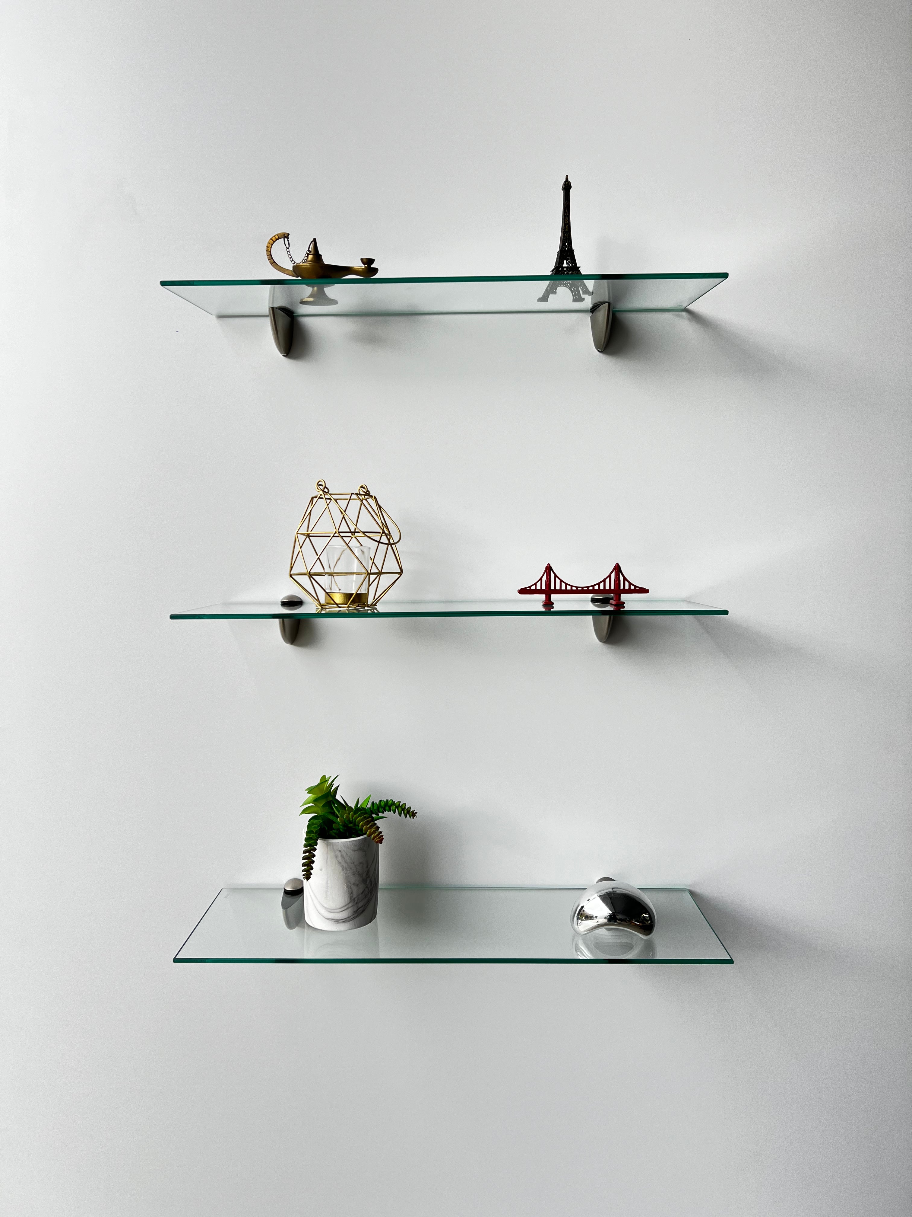 Set de 3 repisas de cristal templado tono Clear