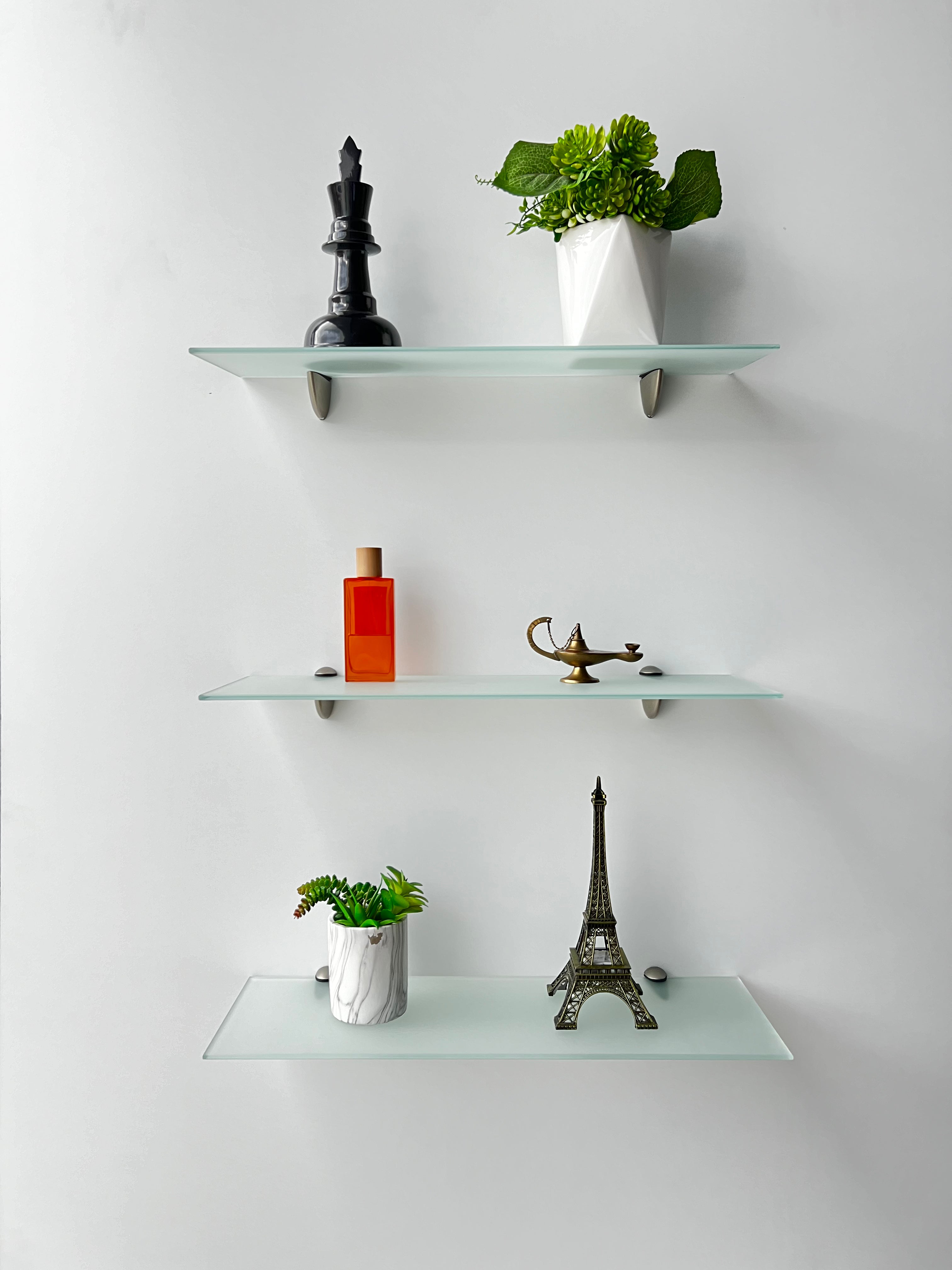 Set de 3 repisas de cristal templado tono Frosted