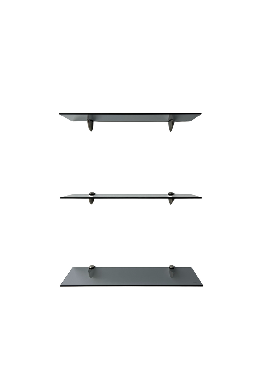 Set de 3 repisas de cristal templado tono Smoke