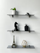 Set de 3 repisas de cristal templado tono Smoke